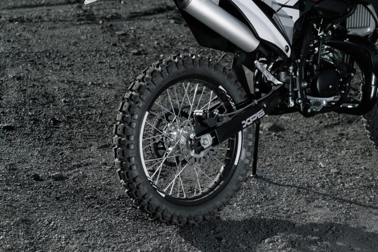 XP6 Enduro R black rear wheel closeup
